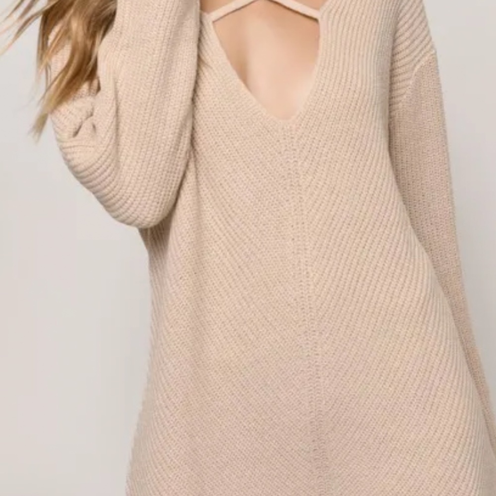Tobi Long Sleeve Sweater Dress - Pale Pink